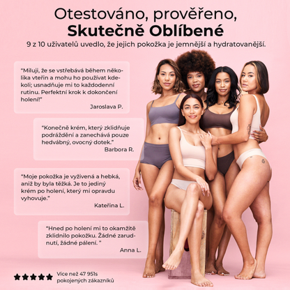 Recenze spokojených uživatelek Blush Feather – hladší, hydratovaná pokožka bez podráždění po holení, doporučeno 9 z 10 žen