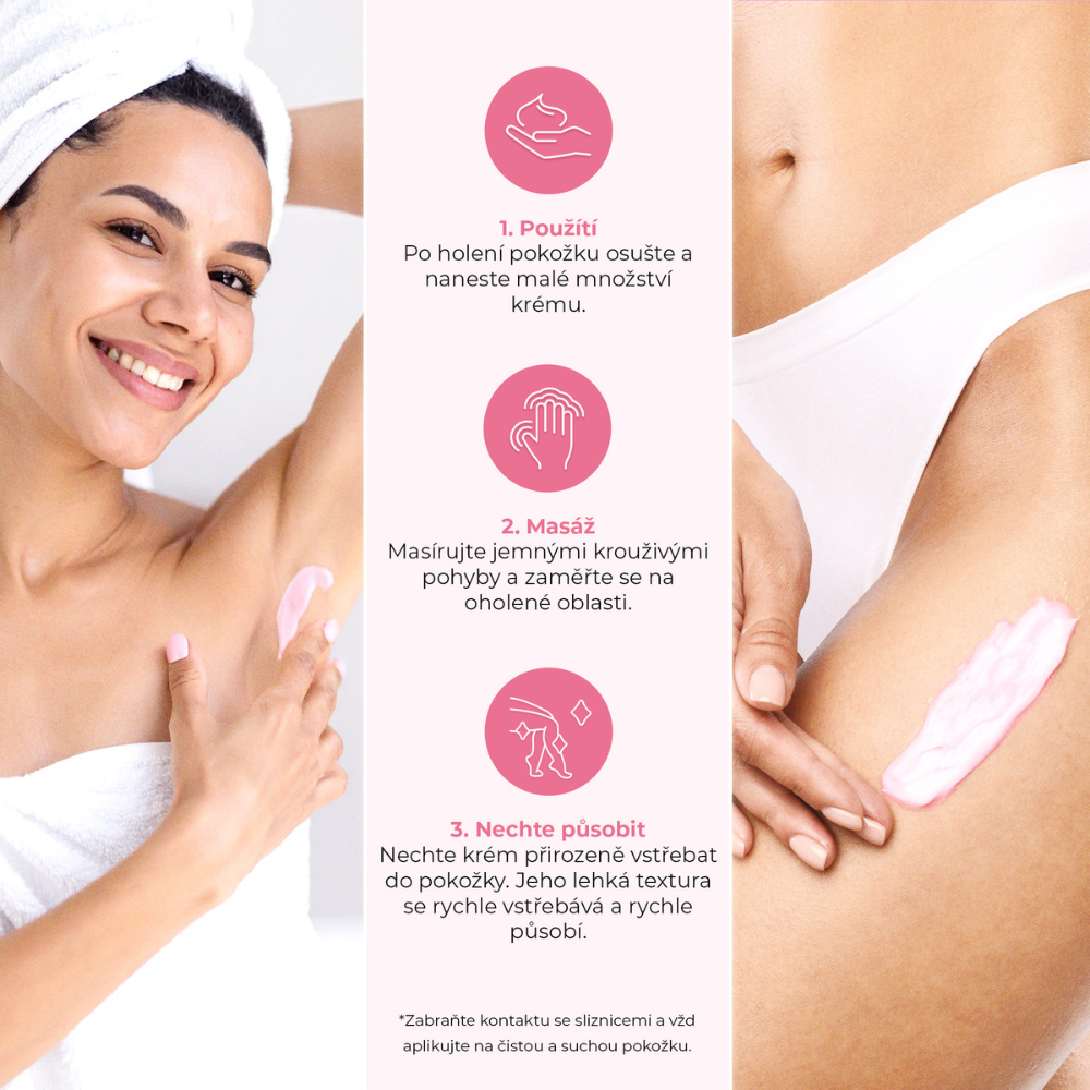 Návod k použití krému po holení Blush Feather – aplikace, masáž a vstřebání pro hladkou a zklidněnou pokožku