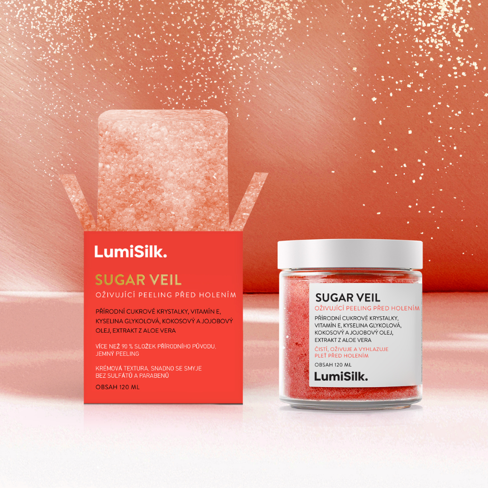 Sugar Veil od LumiSilk – exfoliační krém s 90% přírodními složkami, jemná textura a snadné oplachování, bez sulfátů a parabenů